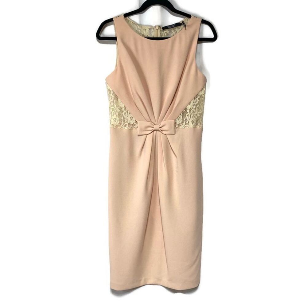 Badgley Mischka Pink Sleeveless Bow-Front Dress Size 10